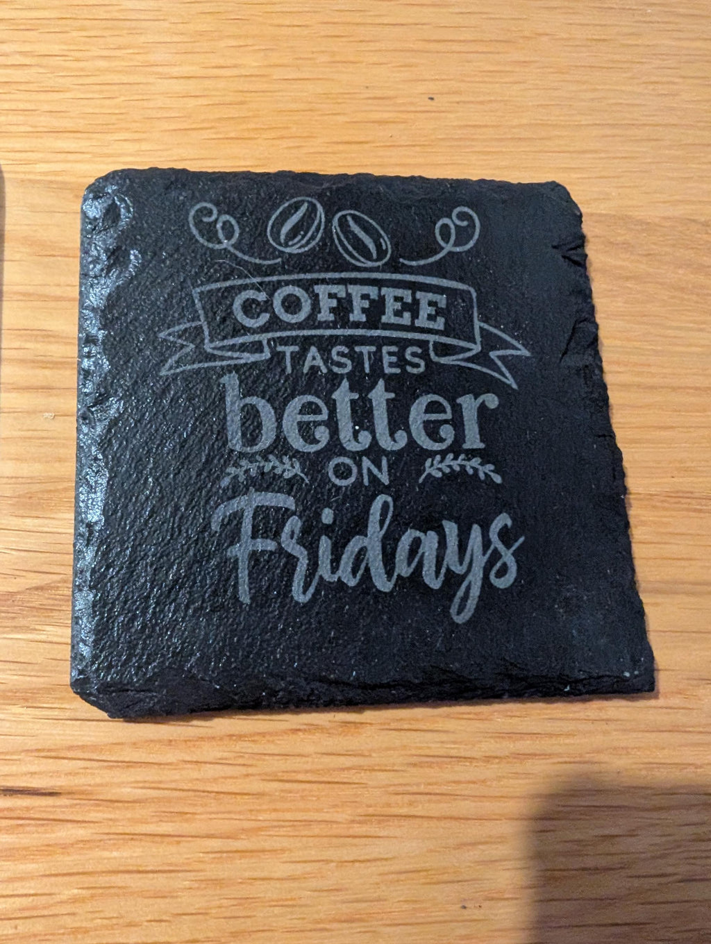 Personalized Slate Coaster: Coffee Lover Gift, Handmade