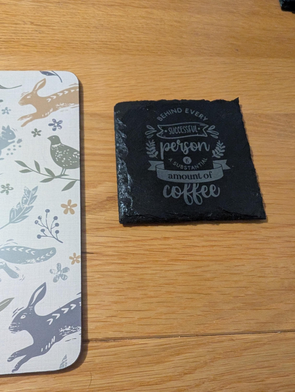 Personalized Slate Coffee Coaster: "Behind Every Successful Person..."