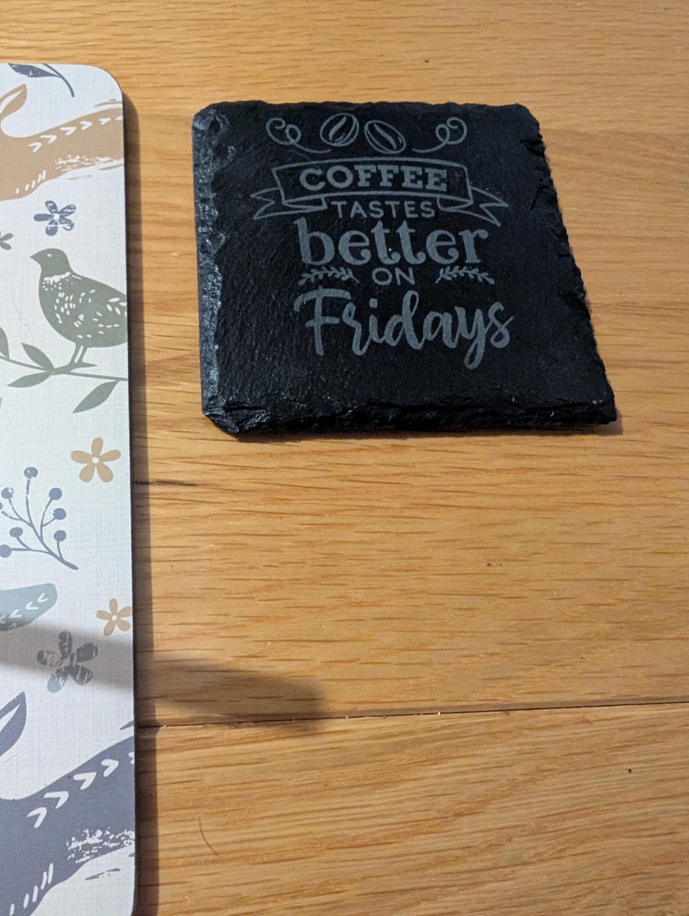 Personalized Slate Coaster: Coffee Lover Gift, Handmade